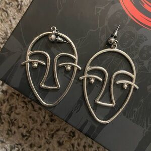 Silver Face Earrings